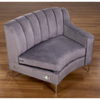 Canapés d'angle modulaires symétriques en velours, en forme de U, avec courbure arrondie - 141 cm de large