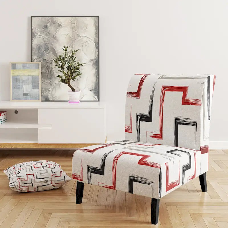 Fauteuil d'appoint et fauteuil rembourrés à motifs géométriques tendance multicolores Designart