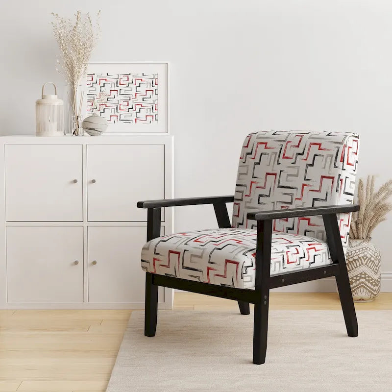 Fauteuil d'appoint et fauteuil rembourrés à motifs géométriques tendance multicolores Designart