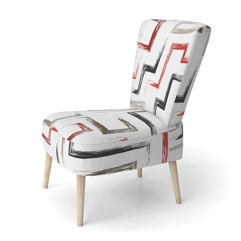 Fauteuil d'appoint et fauteuil rembourrés à motifs géométriques tendance multicolores Designart