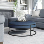 Pouf rond contemporain Chista en tissu avec coussin, par Furniture of America
