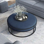 Pouf rond contemporain Chista en tissu avec coussin, par Furniture of America