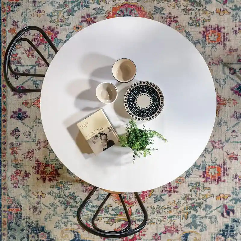 Table de salle à manger ronde à fleurs 41,25 x 41,25
