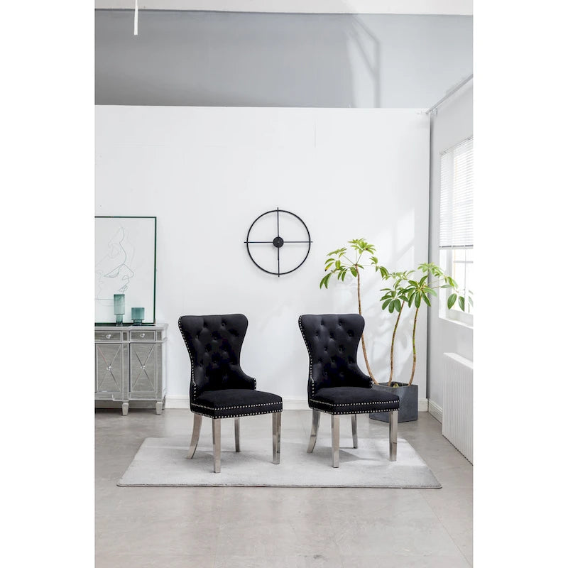 Fauteuil Montura en velours capitonné de Roundhill Furniture (lot de 2)