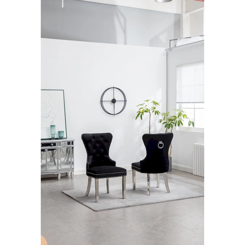 Fauteuil Montura en velours capitonné de Roundhill Furniture (lot de 2)