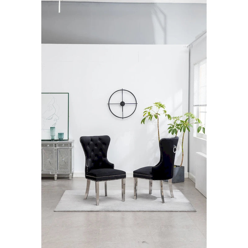 Fauteuil Montura en velours capitonné de Roundhill Furniture (lot de 2)