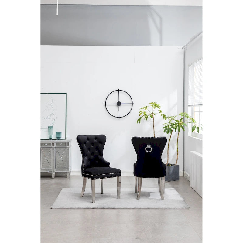 Fauteuil Montura en velours capitonné de Roundhill Furniture (lot de 2)