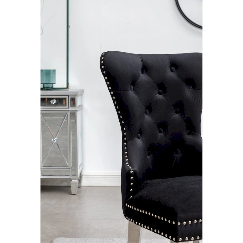 Fauteuil Montura en velours capitonné de Roundhill Furniture (lot de 2)