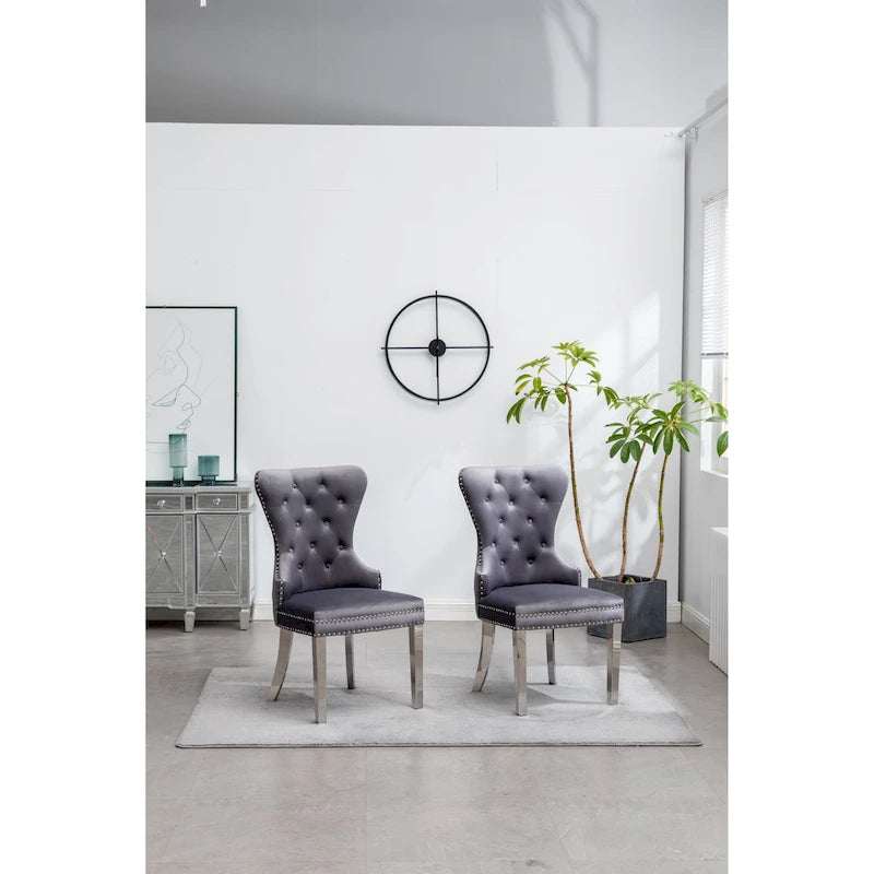 Fauteuil Montura en velours capitonné de Roundhill Furniture (lot de 2)