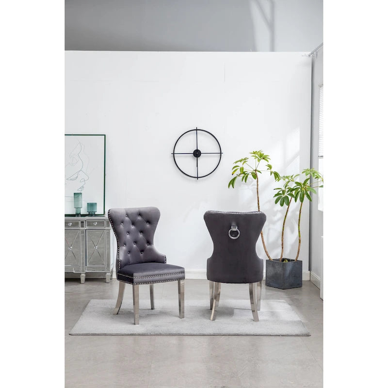 Fauteuil Montura en velours capitonné de Roundhill Furniture (lot de 2)