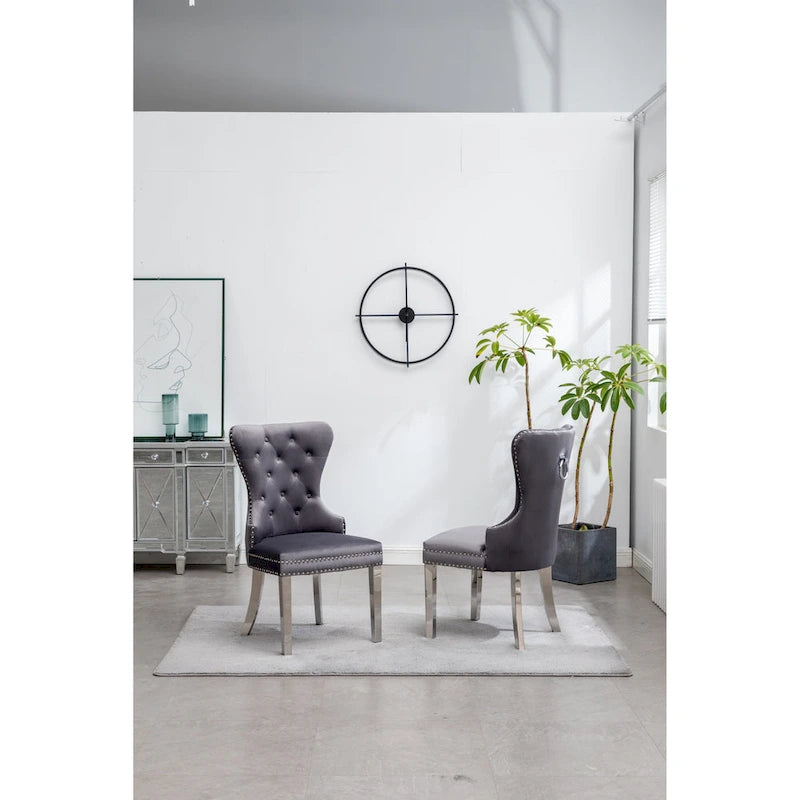 Fauteuil Montura en velours capitonné de Roundhill Furniture (lot de 2)