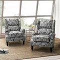 Olympus Upholstered Classic Manual Wingback Recliner with Solid Wood Legs Set of 2 by HULALA HOME