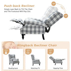 Ensemble de 2 fauteuils inclinables manuels Olympus à oreilles, capitonnés, avec pieds en bois massif, par HULALA HOME