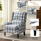 Ensemble de 2 fauteuils inclinables manuels Olympus à oreilles, capitonnés, avec pieds en bois massif, par HULALA HOME