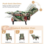 Ensemble de 2 fauteuils inclinables manuels Olympus à oreilles, capitonnés, avec pieds en bois massif, par HULALA HOME