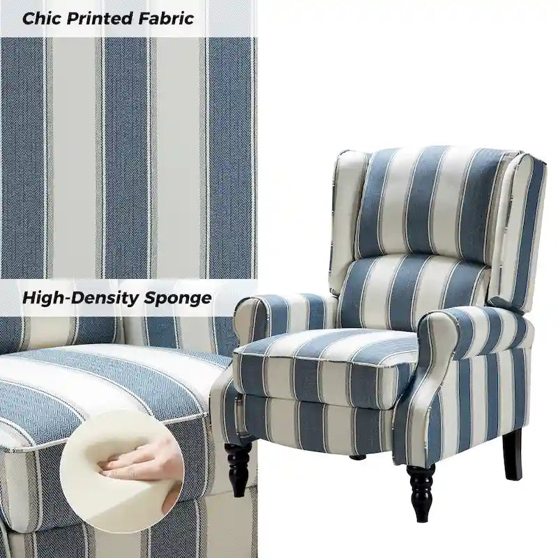 Ensemble de 2 fauteuils inclinables manuels Olympus à oreilles, capitonnés, avec pieds en bois massif, par HULALA HOME