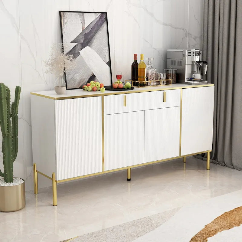 Buffet de cuisine Timechee à 4 portes et 2 tiroirs supérieurs, meuble de rangement d'appoint