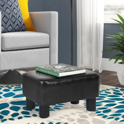 Repose-pieds rectangulaire Adeco petit modèle en cuir PU, ottoman moderne