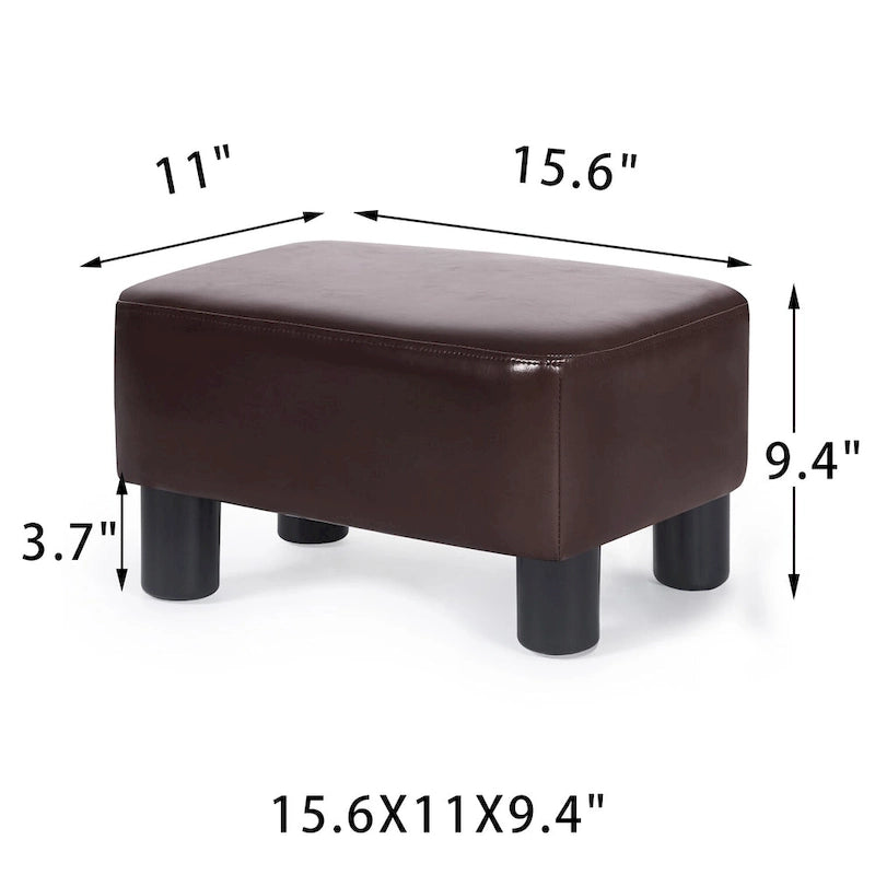Repose-pieds rectangulaire Adeco petit modèle en cuir PU, ottoman moderne