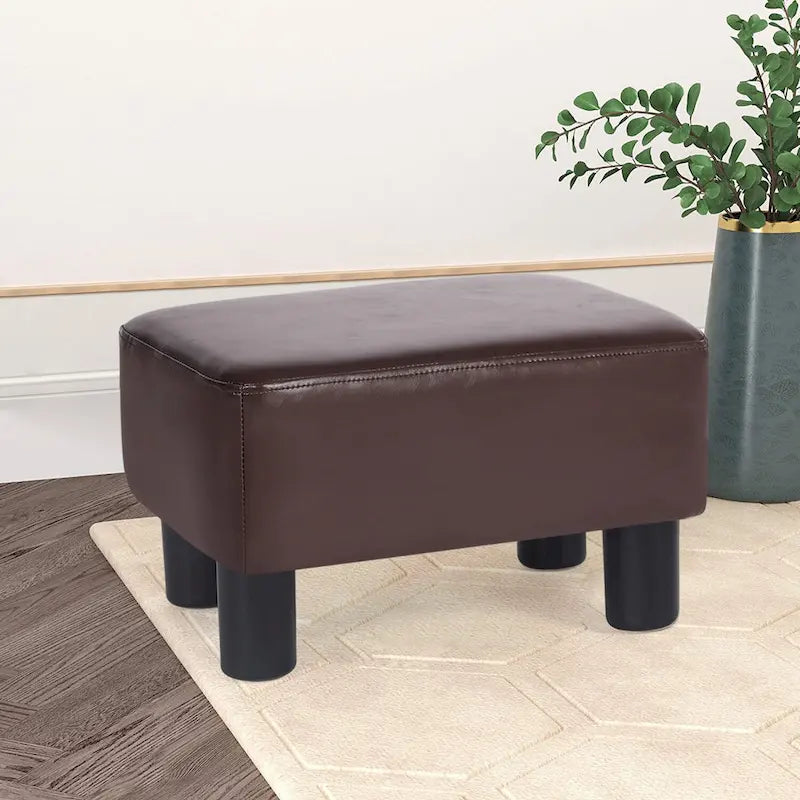 Repose-pieds rectangulaire Adeco petit modèle en cuir PU, ottoman moderne