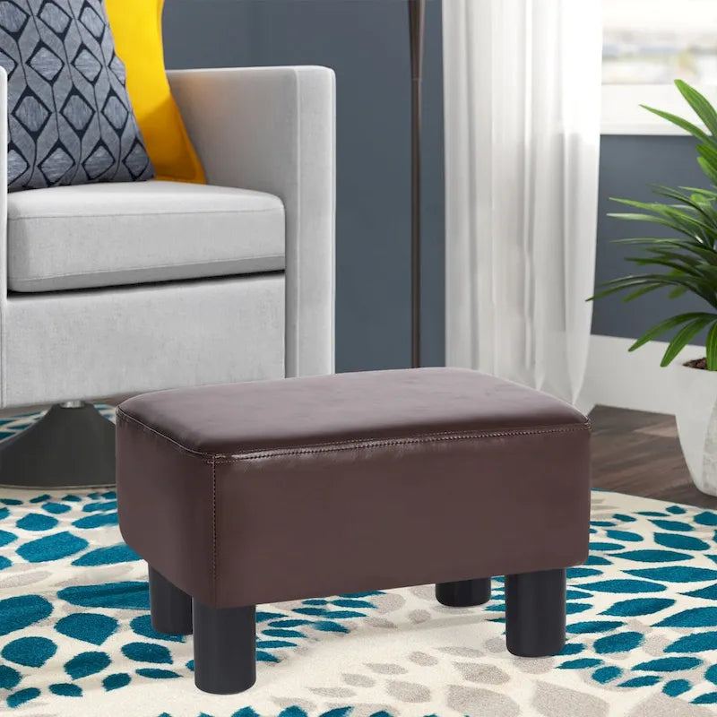 Repose-pieds rectangulaire Adeco petit modèle en cuir PU, ottoman moderne