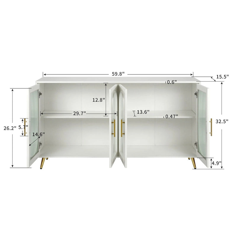 Buffet en bois avec étagères réglables