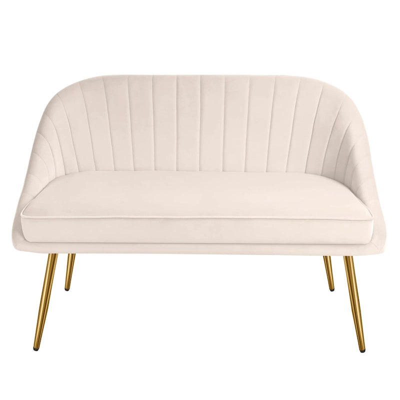 Tufted Contemporary Loveseat Sofa Chair With Gold Metal Legs Two-Seat Sofa for Living Room Bedroom