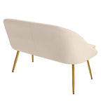 Canapé deux places contemporain capitonné avec pieds en métal doré, idéal pour le salon ou la chambre.