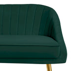 Canapé deux places contemporain capitonné avec pieds en métal doré, idéal pour le salon ou la chambre.