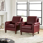 Kunz Transitional Genuine Leather Armchair with Removable Cushion and Nailhead Trims Set of 2 by HULALA HOME