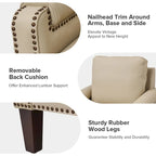 Fauteuil Kunz transitionnel en cuir véritable avec coussin amovible et garnitures cloutées, ensemble de 2 par HULALA HOME