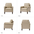 Fauteuil Kunz transitionnel en cuir véritable avec coussin amovible et garnitures cloutées, ensemble de 2 par HULALA HOME