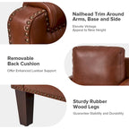 Fauteuil Kunz transitionnel en cuir véritable avec coussin amovible et garnitures cloutées, ensemble de 2 par HULALA HOME