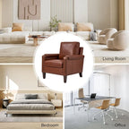 Fauteuil Kunz transitionnel en cuir véritable avec coussin amovible et garnitures cloutées, ensemble de 2 par HULALA HOME