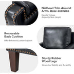 Fauteuil Kunz transitionnel en cuir véritable avec coussin amovible et garnitures cloutées, ensemble de 2 par HULALA HOME