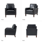 Fauteuil Kunz transitionnel en cuir véritable avec coussin amovible et garnitures cloutées, ensemble de 2 par HULALA HOME