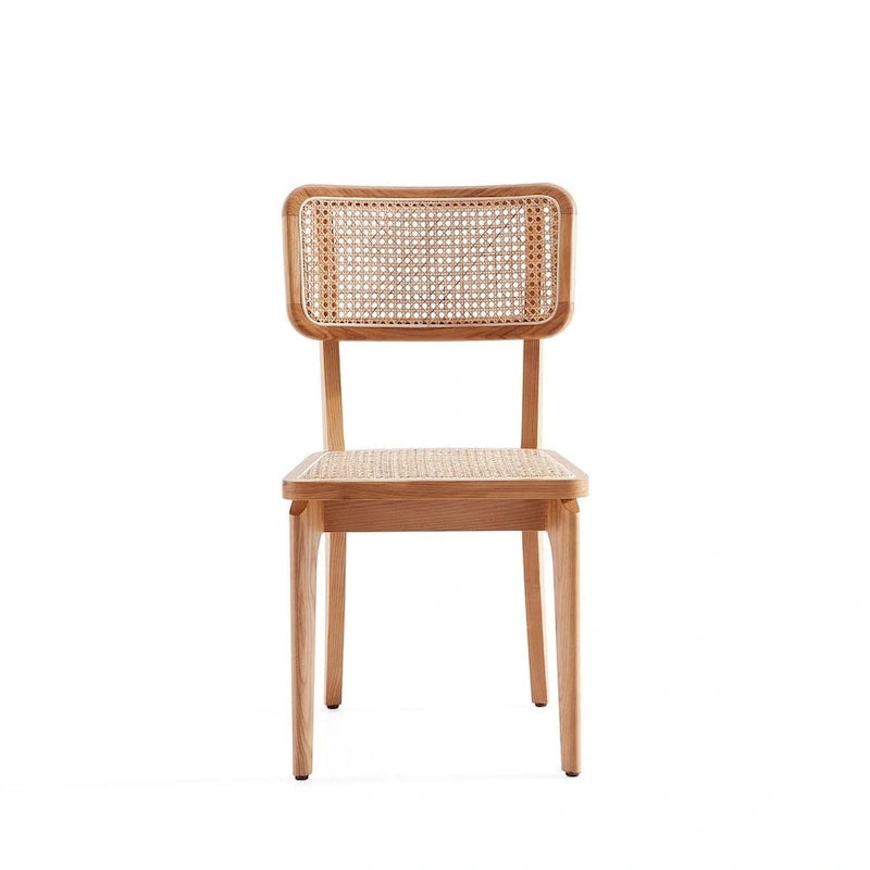 Chaise de salle à manger Manhattan Comfort Giverny en rotin noir et naturel - Lot de 2