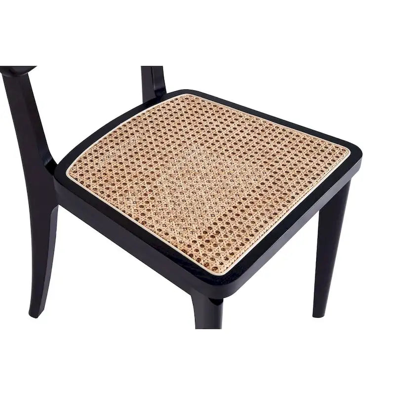 Chaise de salle à manger Manhattan Comfort Giverny en rotin noir et naturel - Lot de 2