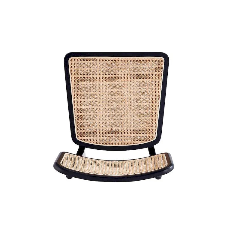 Chaise de salle à manger Manhattan Comfort Giverny en rotin noir et naturel - Lot de 2