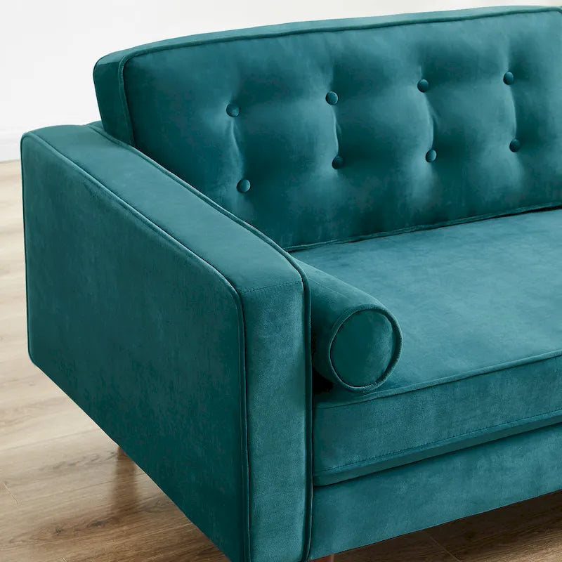 Canapé Kerry en velours capitonné, style moderne et confortable du milieu du siècle