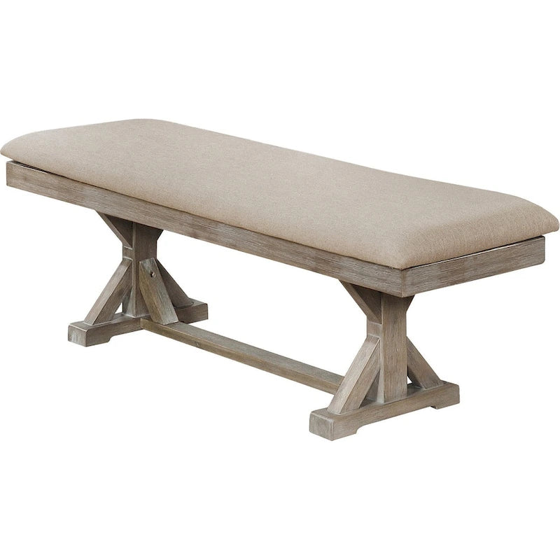 Ensemble de salle à manger à tréteaux 7 pièces de qualité supérieure, gris rustique ou noyer