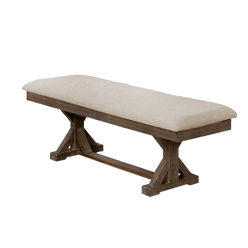 Ensemble de salle à manger à tréteaux 7 pièces de qualité supérieure, gris rustique ou noyer