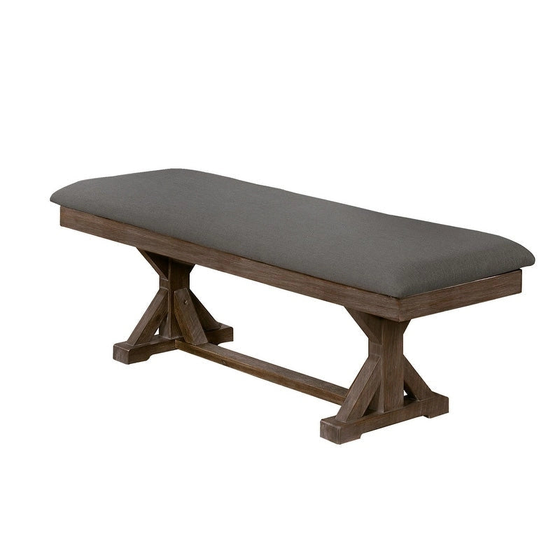 Ensemble de salle à manger à tréteaux 7 pièces de qualité supérieure, gris rustique ou noyer