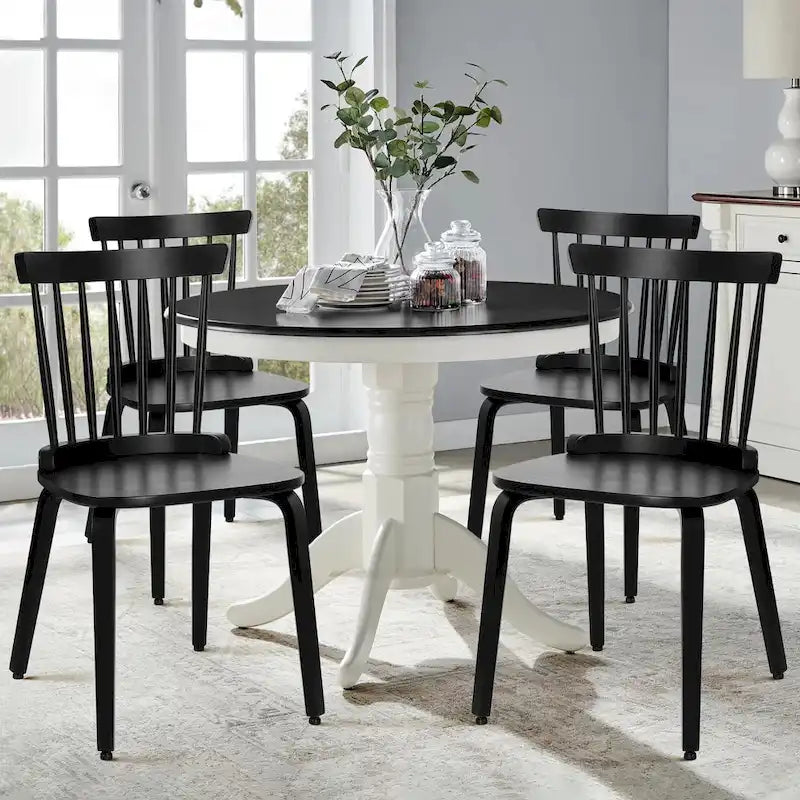 Solid Wood Spindle Back Windsor Dining Chairs, Set of 2 - 17.44 (W) x 19.7 (D) x 33.1 (H)