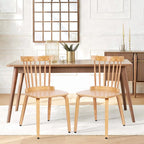 Chaises de salle à manger Windsor à dossier à fuseaux en bois massif, ensemble de 2 - 17,44 (L) x 19,7 (P) x 33,1 (H)