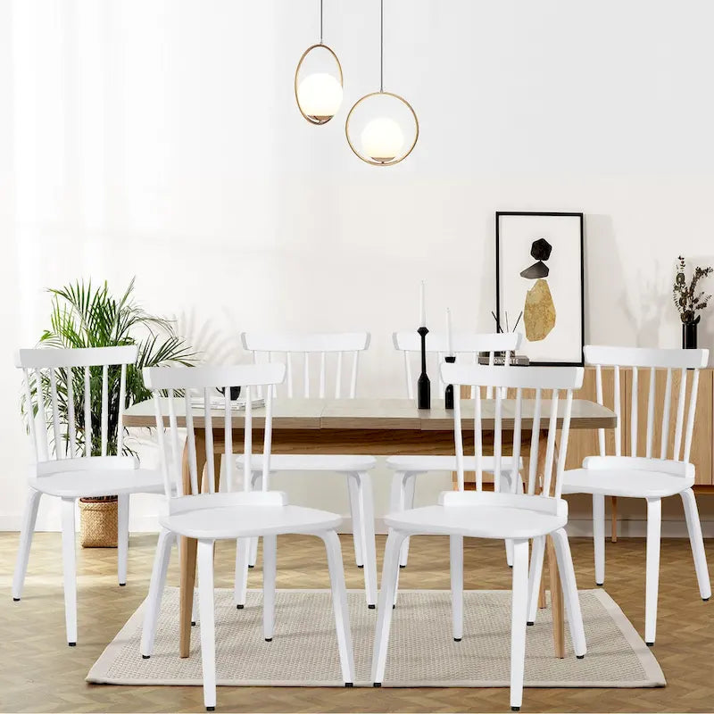 Chaises de salle à manger Windsor à dossier à fuseaux en bois massif, ensemble de 2 - 17,44 (L) x 19,7 (P) x 33,1 (H)