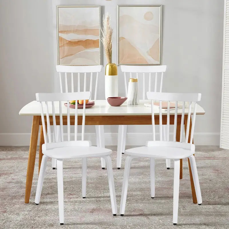 Chaises de salle à manger Windsor à dossier à fuseaux en bois massif, ensemble de 2 - 17,44 (L) x 19,7 (P) x 33,1 (H)