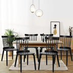 Chaises de salle à manger Windsor à dossier à fuseaux en bois massif, ensemble de 2 - 17,44 (L) x 19,7 (P) x 33,1 (H)