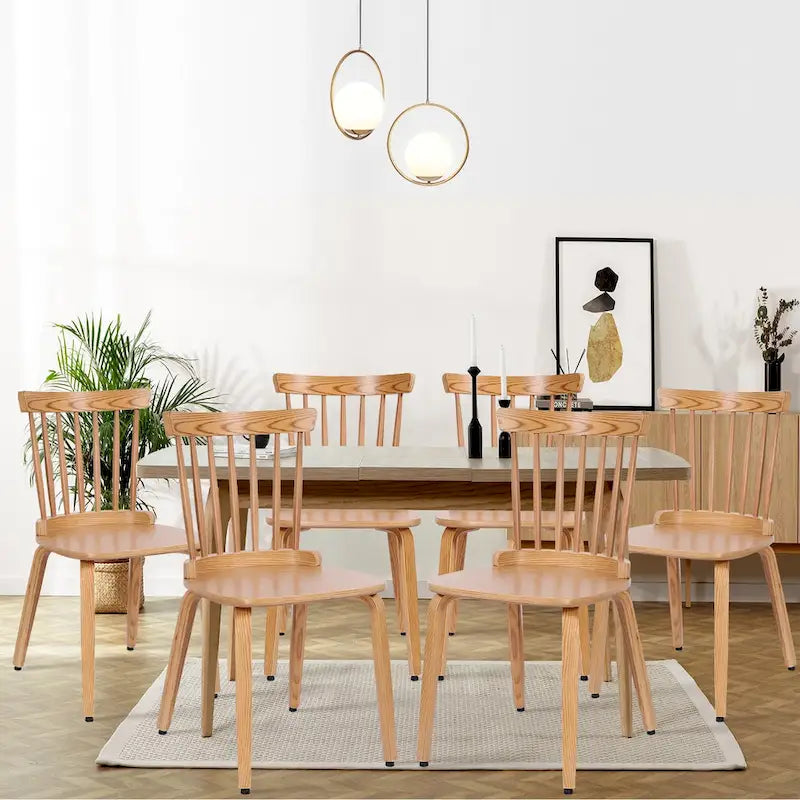 Chaises de salle à manger Windsor à dossier à fuseaux en bois massif, ensemble de 2 - 17,44 (L) x 19,7 (P) x 33,1 (H)