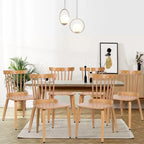 Chaises de salle à manger Windsor à dossier à fuseaux en bois massif, ensemble de 2 - 17,44 (L) x 19,7 (P) x 33,1 (H)